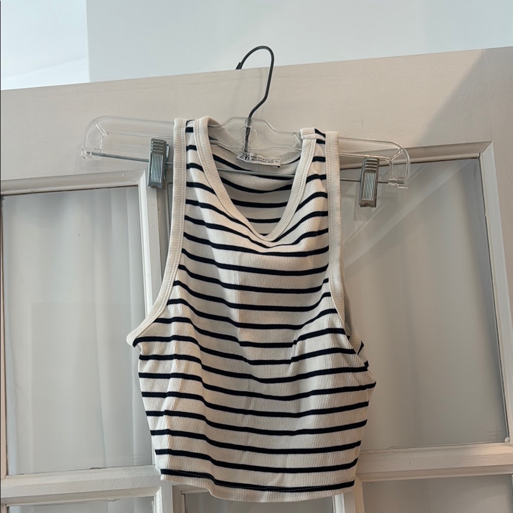 Zara Striped Black and White Women's Tank Top
